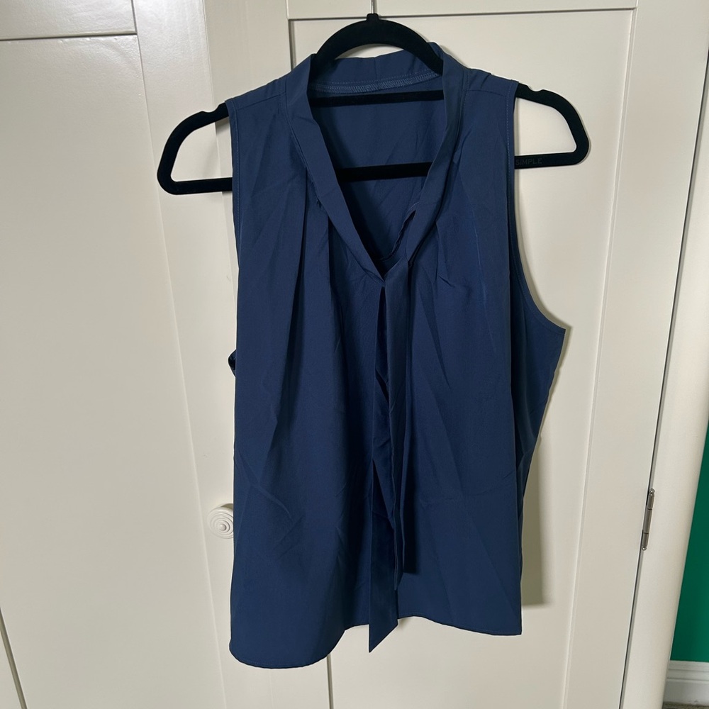 Dark Blue Sleeveless Blouse